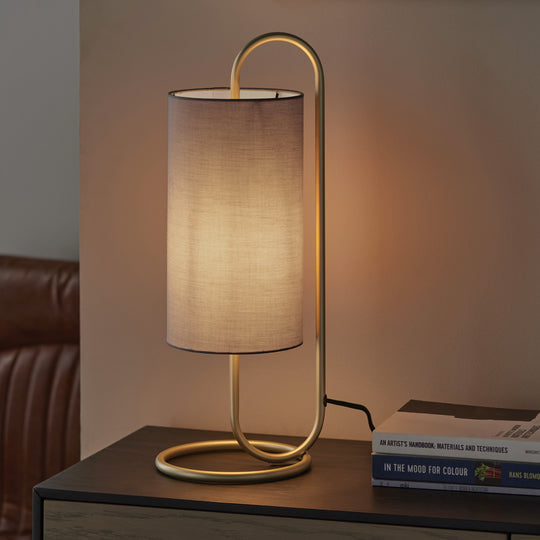 Klip Floating Cylinder Table Lamp | Antique Brass/Grey