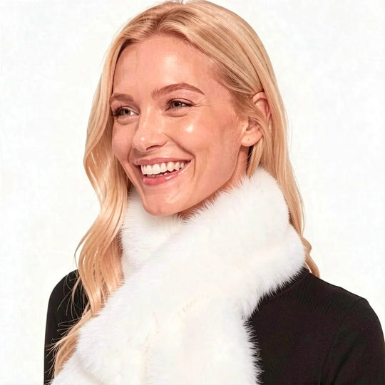 Women's Faux Fur Wrap-Over Scarf | Whipped Cream