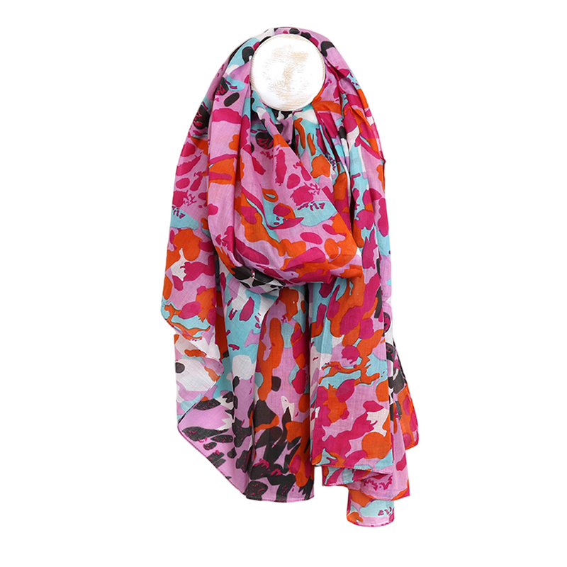 Animal/Camo Print Organic Cotton Scarf | Pink Mix