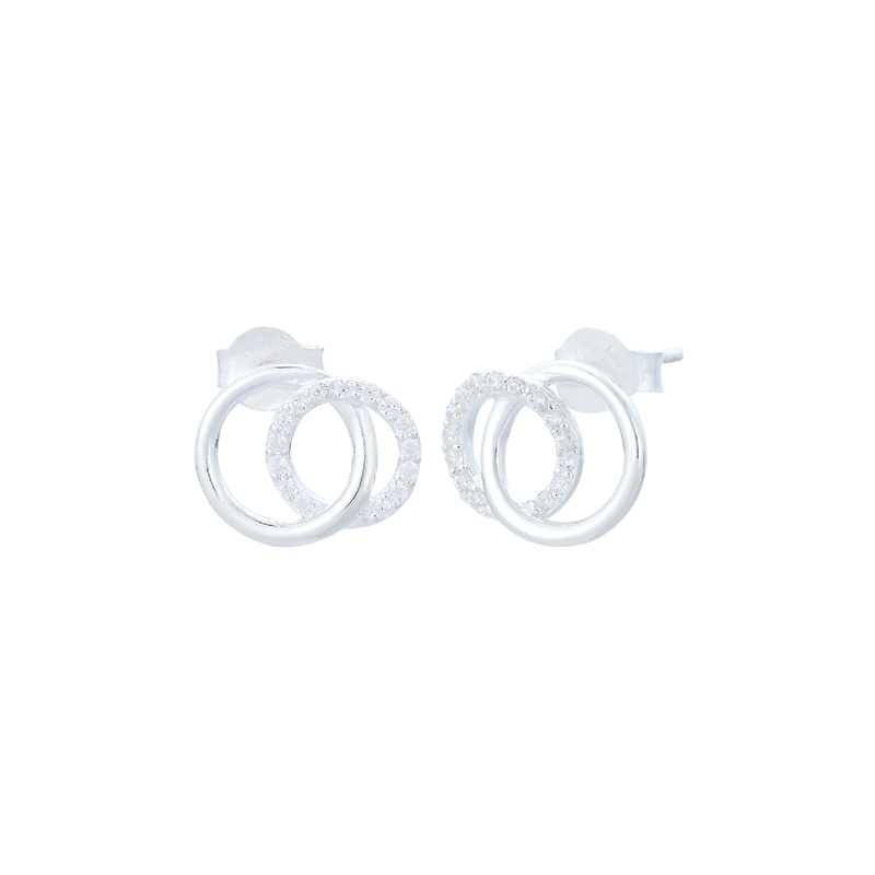 Antalya CZ Circle Stud Earrings | Sterling Silver