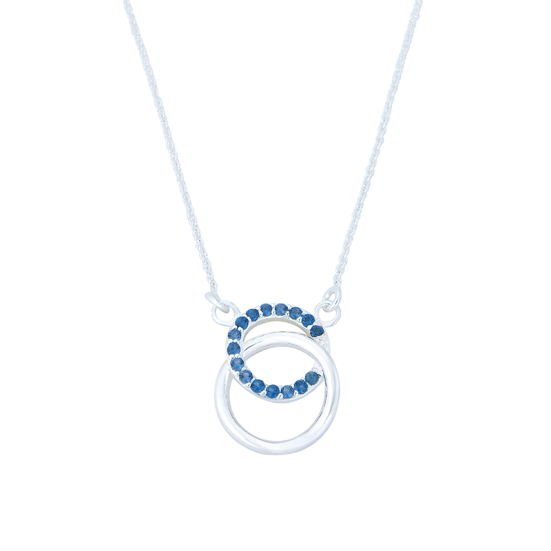 Antalya Sapphire CZ Circle Necklace | Sterling Silver