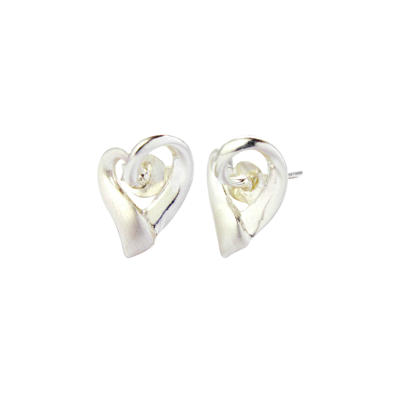 Beverly Heart Stud Earrings | Sterling Silver