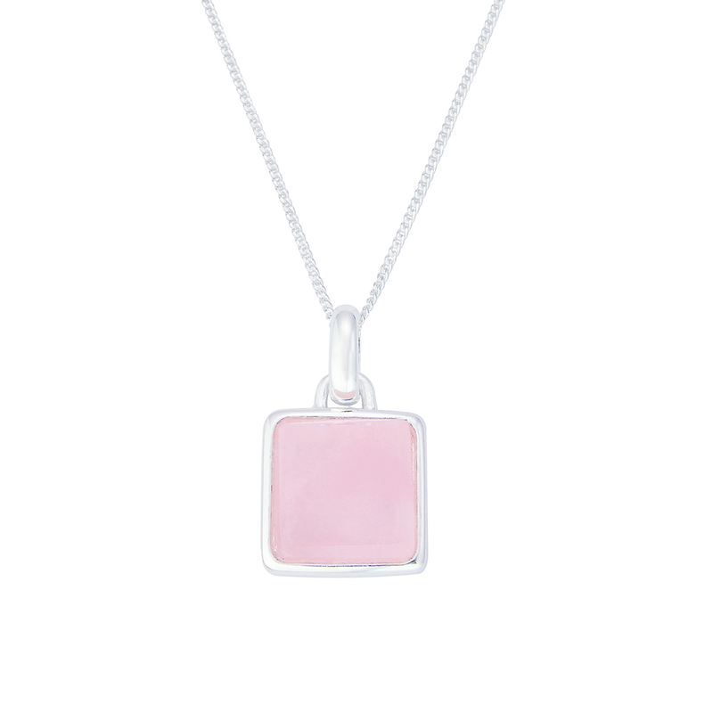 Liga Square Rose Quartz Necklace | Sterling Silver