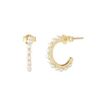 Pearl Hoop Earrings | Cherie |  Sterling Silver & Gold Plated