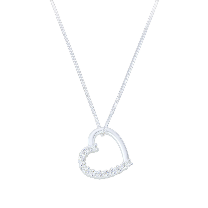 Princess Heart Pendant Necklace | Sterling Silver