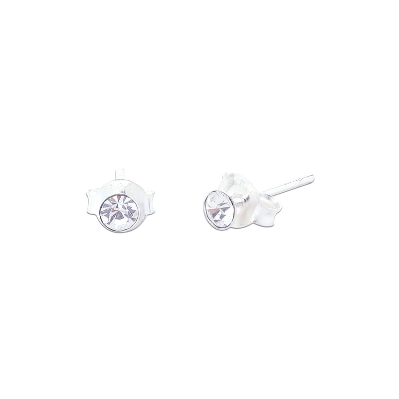 Round Cubic Zirconia Stud Earrings | Sterling Silver