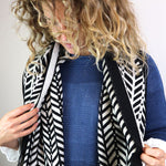 Reversible Chevron Jacquard Scarf | Black/Ecru