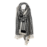 Reversible Chevron Jacquard Scarf | Black/Ecru