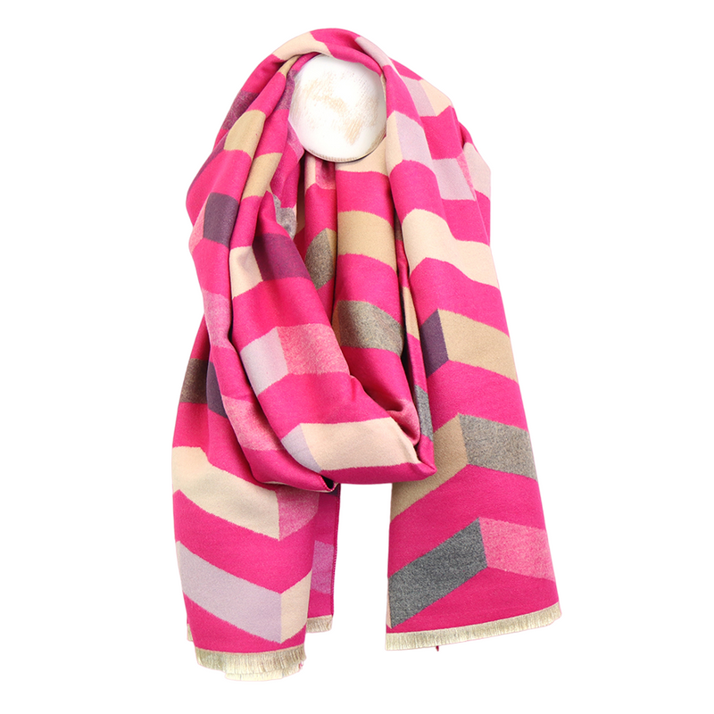 Chevron Jacquard Scarf | Pink Mix