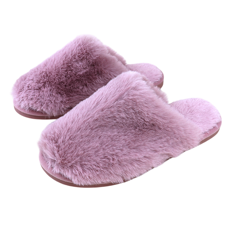 Closed Mule Faux Fur Slippers | Dusky Pink