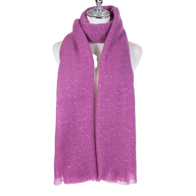 Crystal Scarf with Fringe | Fuchsia