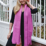 Crystal Scarf with Fringe | Fuchsia