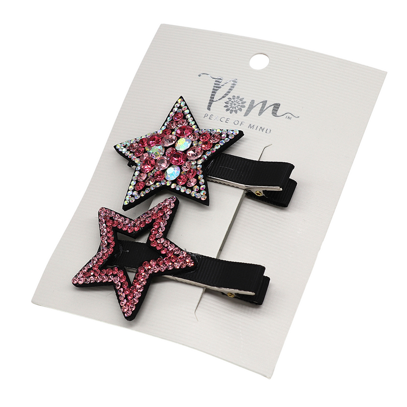 Crystal Star Hair Clips | Rose Pink | Set of 2