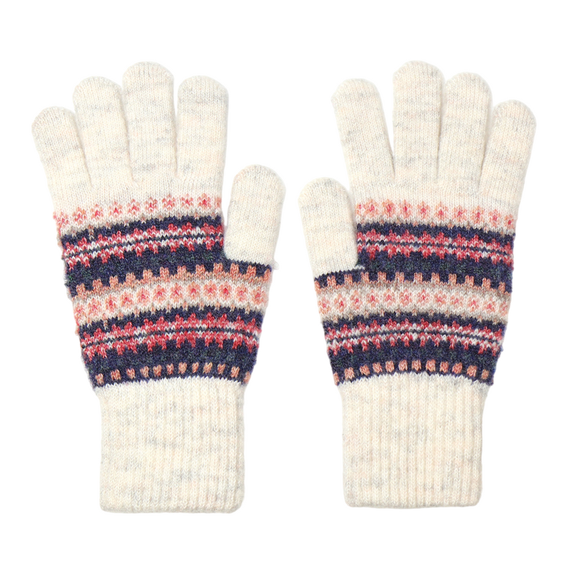 Fairisle Gloves | Denim Blue & Coral Pink