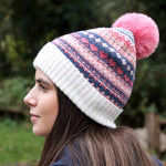 Fairisle Pom Pom Hat | Coral Mix