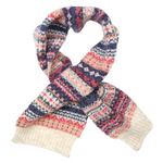 Fairisle Pull Through Scarf | Coral Pink & Navy Blue