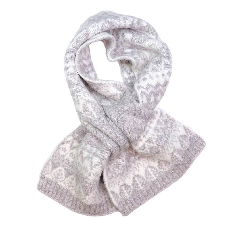 Fairisle Pull Through Scarf | Pale Grey