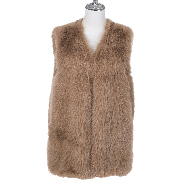 Faux Fur Body Warmer | Cappuccino Beige