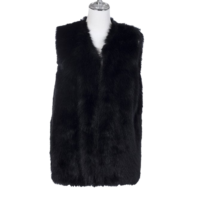 Faux Fur Body Warmer | Raven Black