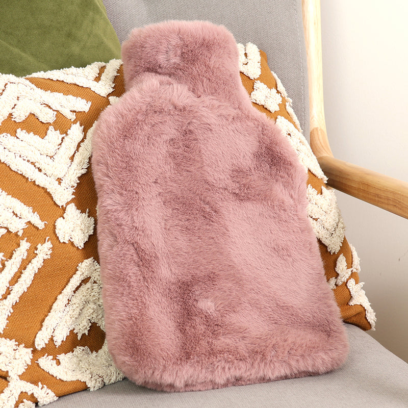 Faux Fur Hot Water Bottle | Dusky Pink