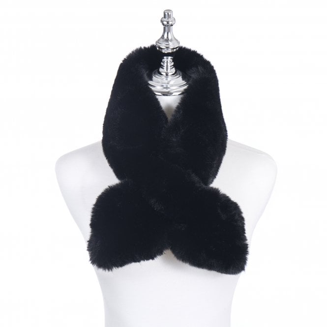 Faux Fur Pull Through Scarf | Raven Black