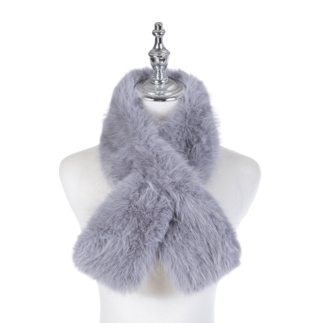 Faux Fur Pull Through Scarf | Soft Grey