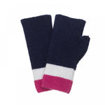 Fingerless Mittens | Navy/White/Pink