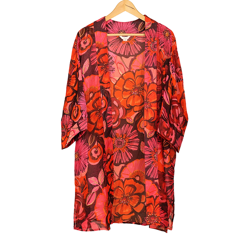Floral Print Kimono | Red Mix | Longline