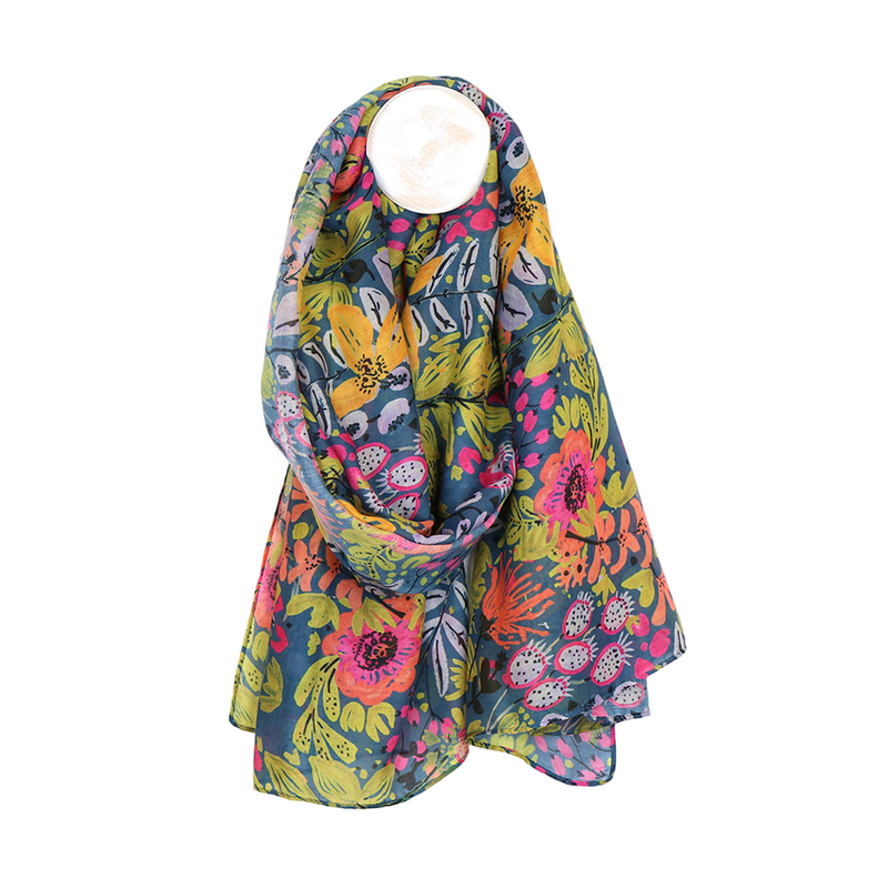 Floral Print Yarn Scarf | Multicolour