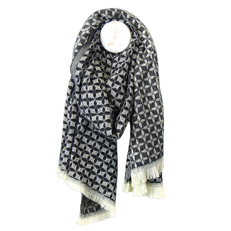 Geometric Weave Scarf | Black/White