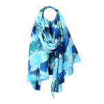 Ginkgo Leaf Print Scarf with Gold Foil | Blue Mix