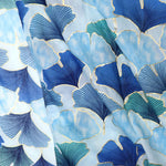 Ginkgo Leaf Print Scarf with Gold Foil | Blue Mix