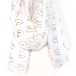 Heart Print Scarf | White & Gold