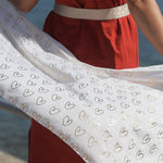 Heart Print Scarf | White & Gold