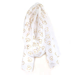 Heart Print Scarf | White & Gold