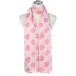 Lightweight Heart Print Scarf | Pink