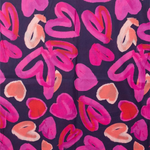 Painted Heart Print Scarf with Fringe | Pink Mix