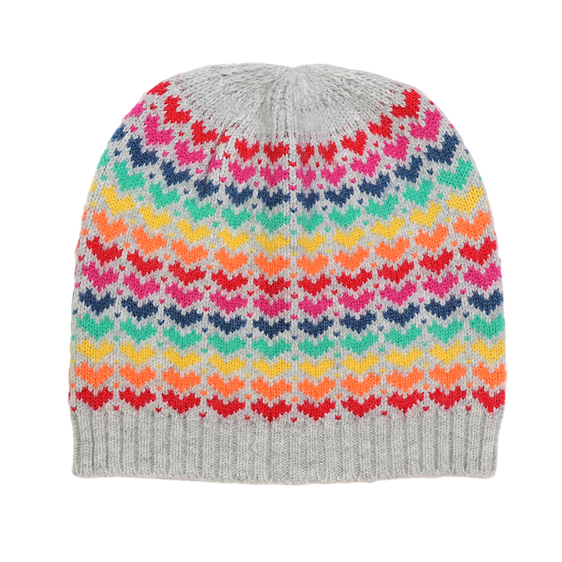 Rainbow Heart Print Beanie | Multicolour