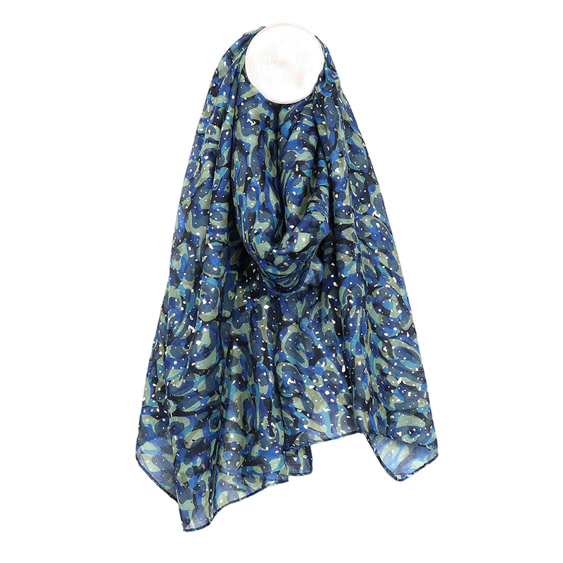 Repreve Camo Print Scarf with Silver Foil | Blue