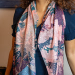 Repreve Floral Print Scarf with Silver Foil | Purple