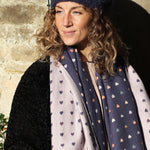 Reversible Jacquard Heart Print Scarf | Purple & Lilac