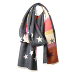 Reversible Jacquard Star Print Scarf | Slate & Coral Mix