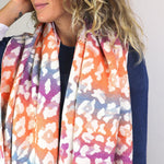 Reversible Leopard Print Jacquard Scarf | Orange/Pink Ombre