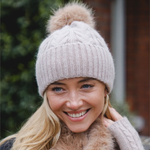 Cable Knit Hat Pom Pom Hat | Cappuccino Beige