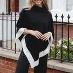 Spun Acrylic Poncho | Black & Stone White