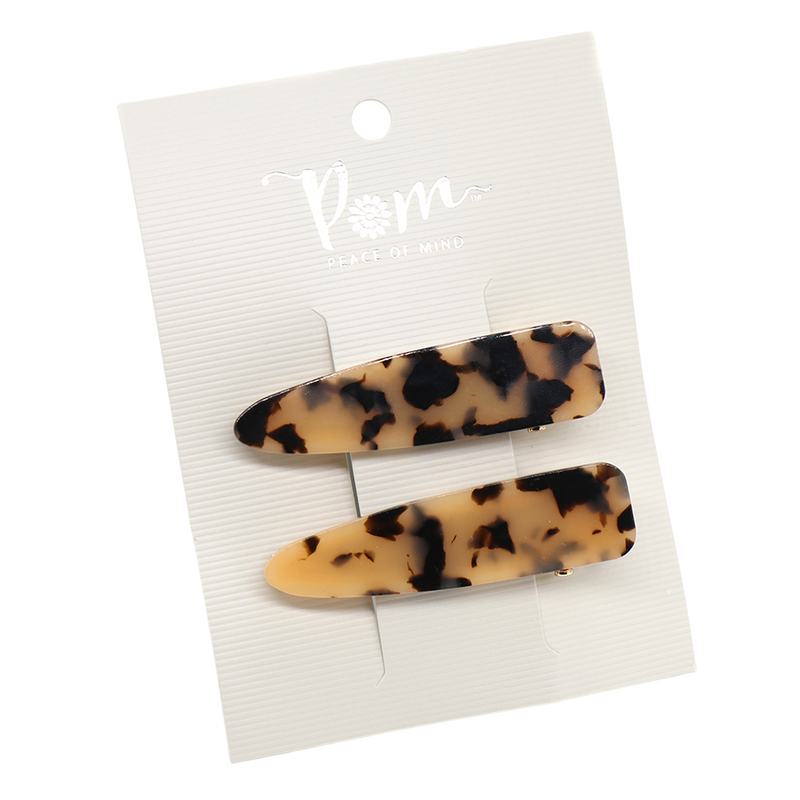 Tortoiseshell Hair Slides | Caramel/Black | Set of 2