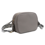 Vegan Leather Camera Bag with Removable Animal Print Strap | Grey