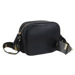 Vegan Leather Camera Bag with Removable Camo Strap | Black