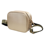 Vegan Leather Camera Bag with Removable Chevron Strap | Gold