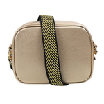 Vegan Leather Camera Bag with Removable Chevron Strap | Gold